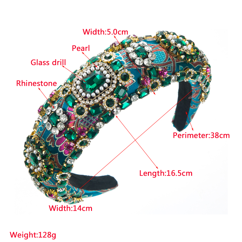 Baroque Style Square Oval Cloth Inlay Rhinestones Glass Pearl Hair Band 1 Piece display picture 1