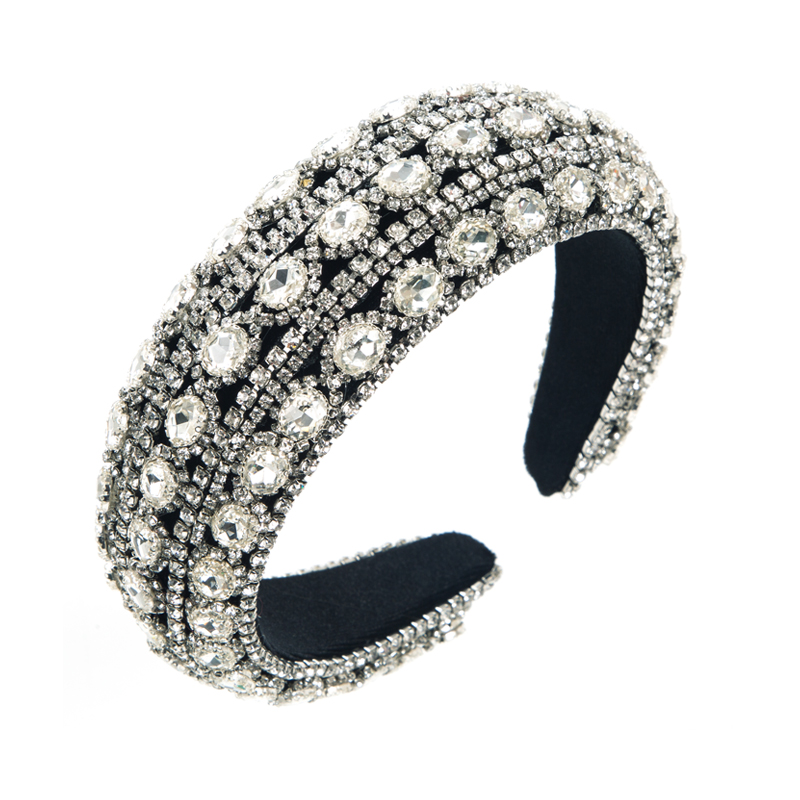 Women's Baroque Style Oval Cloth Inlay Rhinestones Glass Hair Band display picture 6