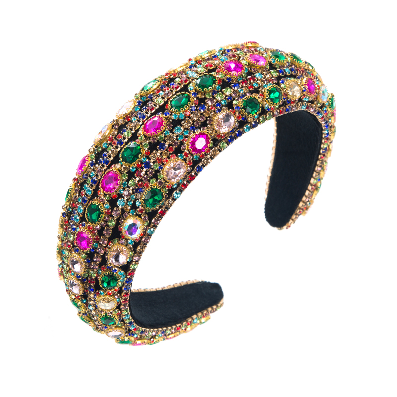 Women's Baroque Style Oval Cloth Inlay Rhinestones Glass Hair Band display picture 7