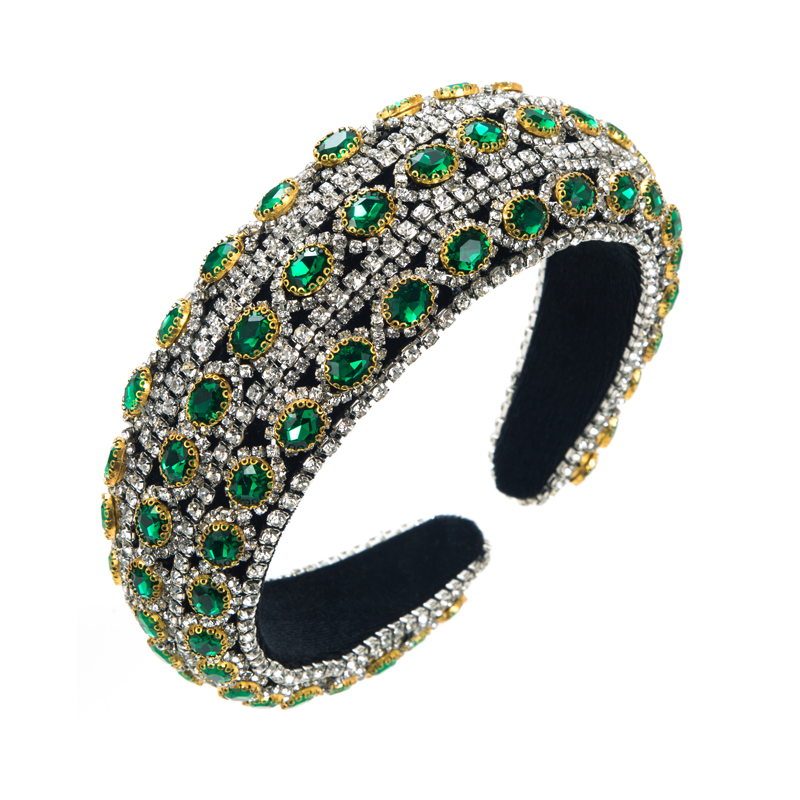 Women's Baroque Style Oval Cloth Inlay Rhinestones Glass Hair Band display picture 8