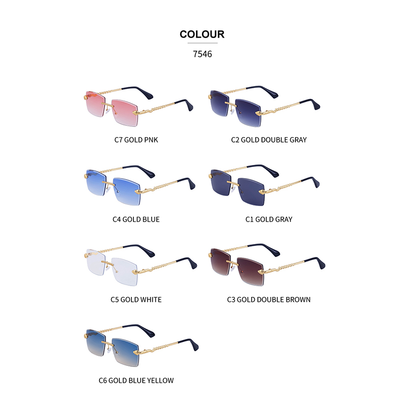 Fashion Solid Color Snake Pc Uv400 Square Metal Frameless Men's Sunglasses display picture 5