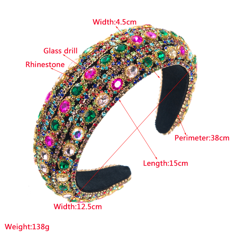 Women's Baroque Style Oval Cloth Inlay Rhinestones Glass Hair Band display picture 1