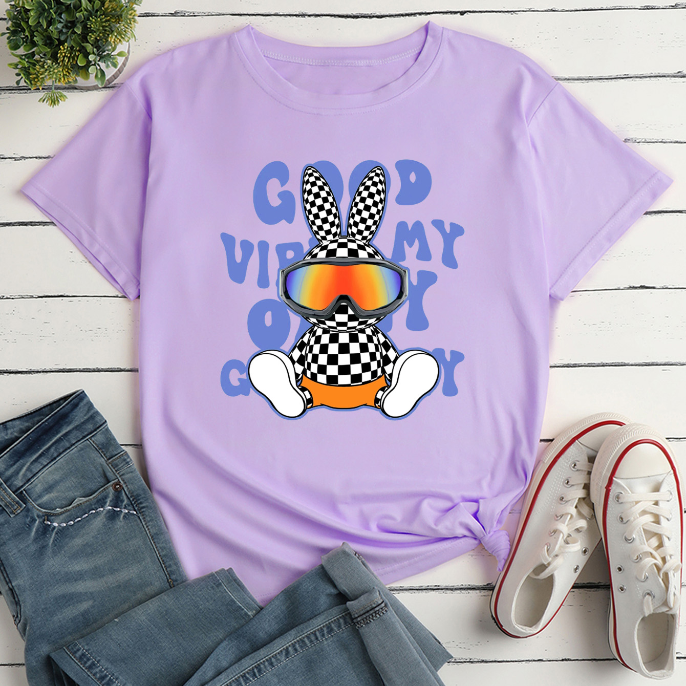Casual Rabbit Letter Polyester Round Neck Short Sleeve Regular Sleeve Printing T-shirt display picture 3