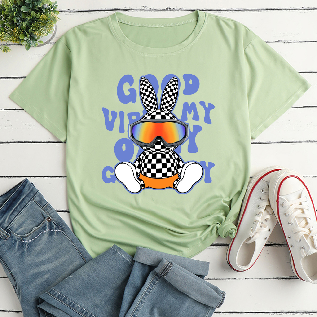 Casual Rabbit Letter Polyester Round Neck Short Sleeve Regular Sleeve Printing T-shirt display picture 5