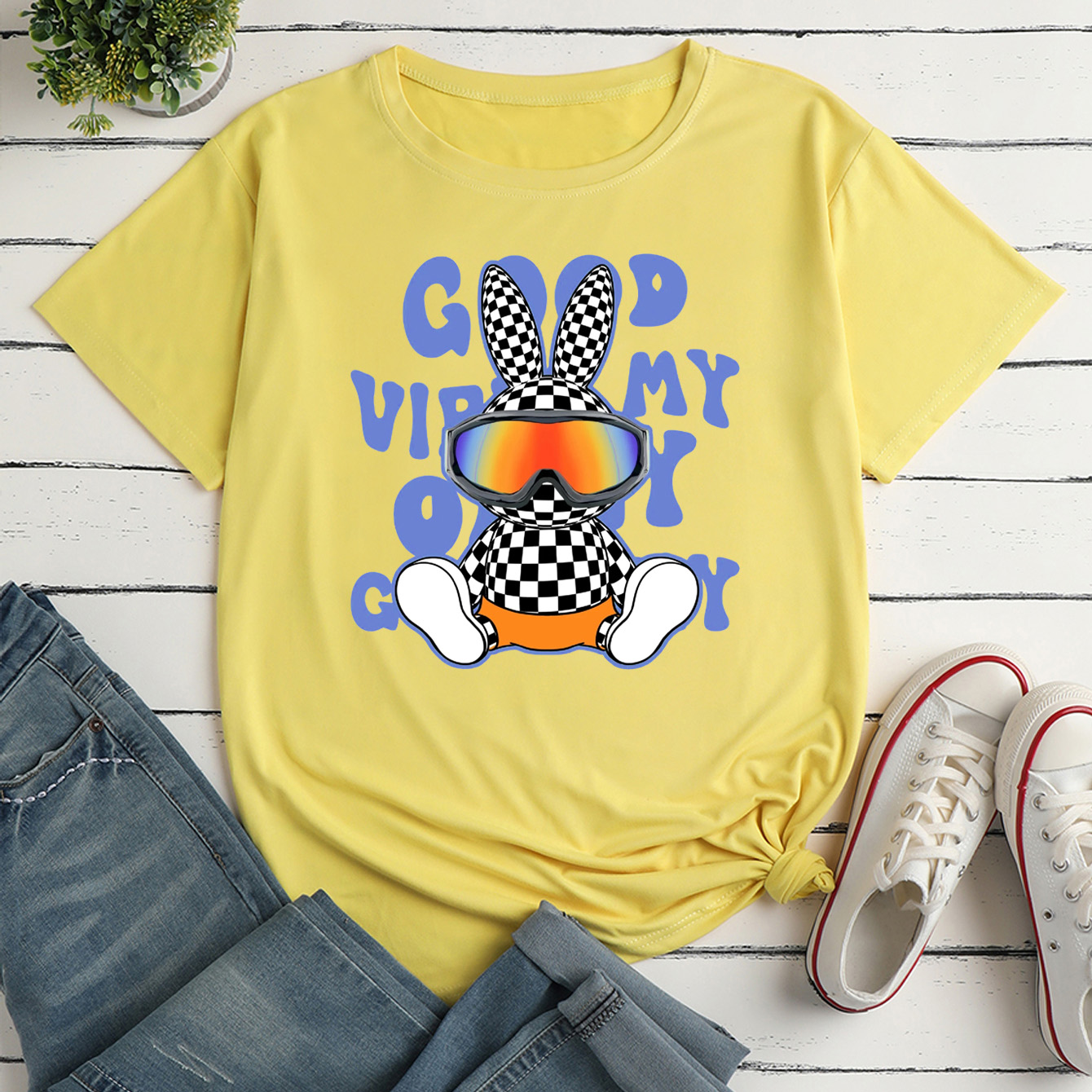 Casual Rabbit Letter Polyester Round Neck Short Sleeve Regular Sleeve Printing T-shirt display picture 6