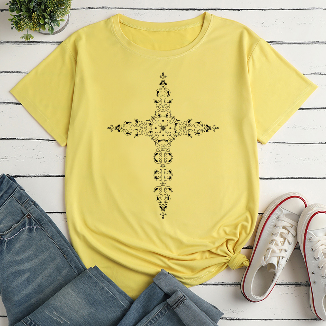 Women's T-shirt Short Sleeve T-shirts Printing Casual Cross display picture 6