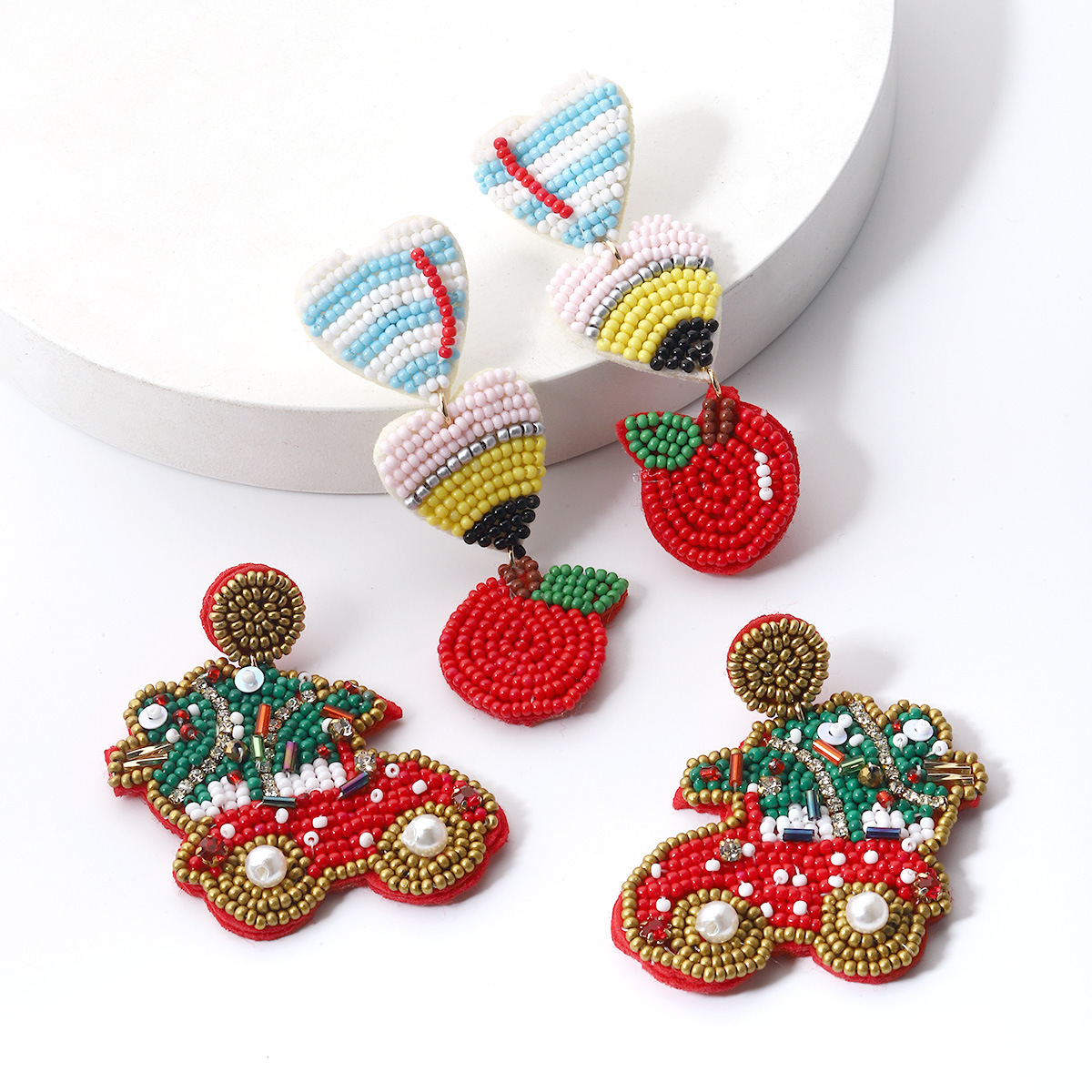 1 Pair Cute Fashion Christmas Tree Elk Plastic Handmade Christmas Women's Drop Earrings display picture 3