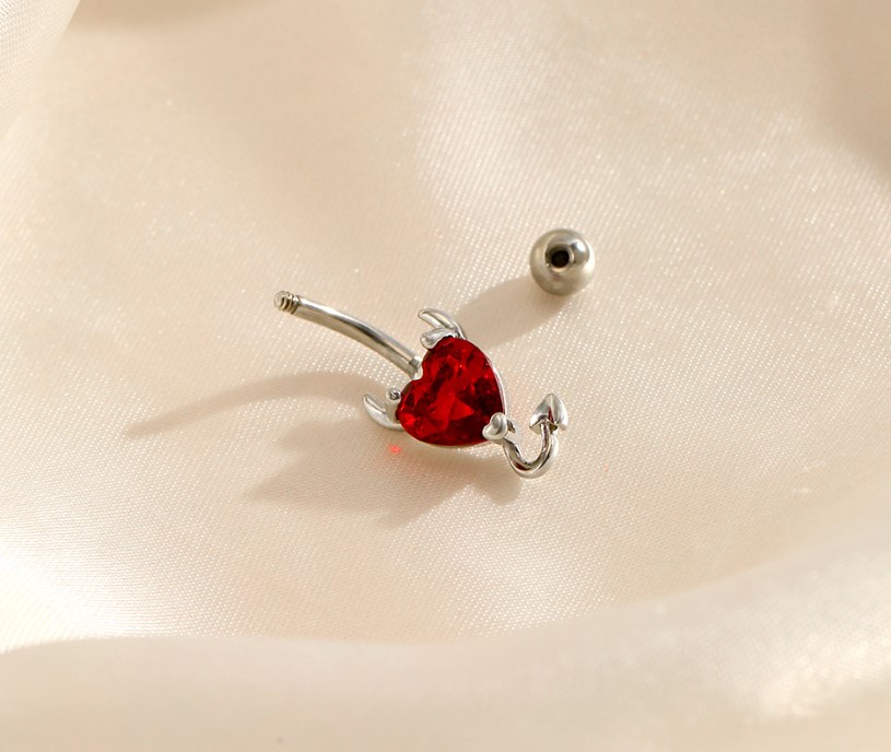 Fashion Heart Shape Stainless Steel Diamond Belly Ring display picture 3