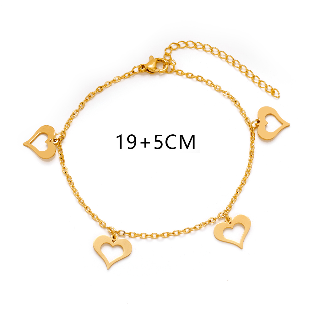 Wholesale French Style Tree Paw Print Heart Shape Titanium Steel Gold Plated Bracelets display picture 1