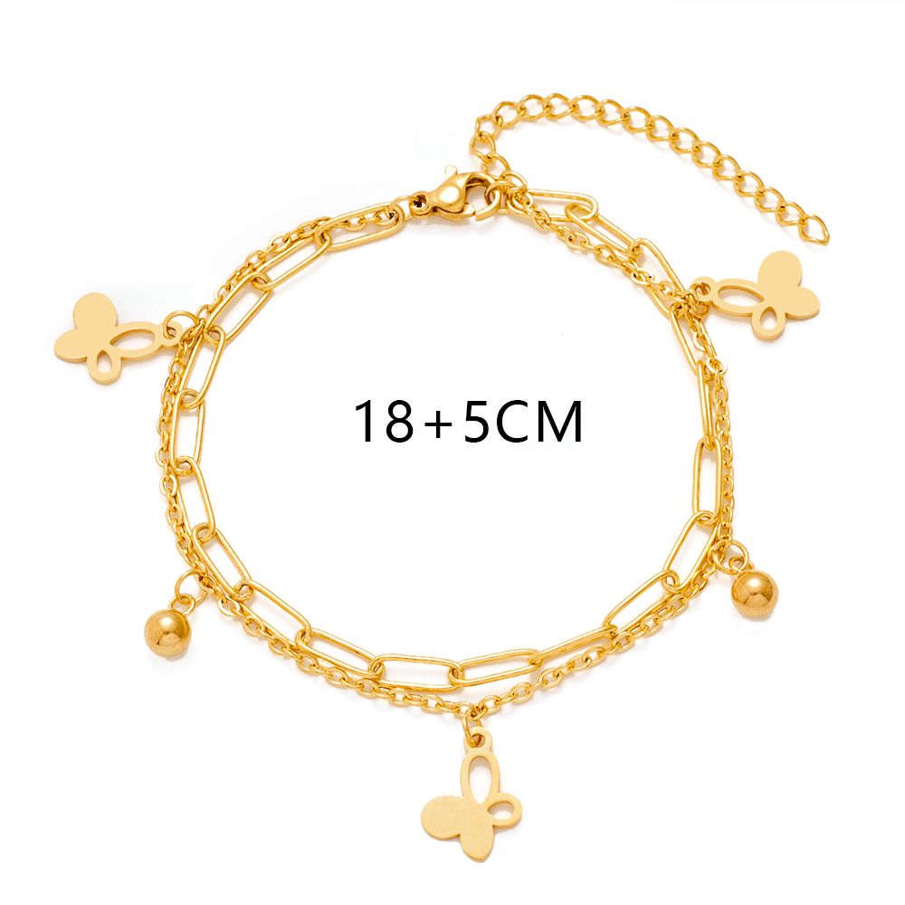 Wholesale French Style Tree Paw Print Heart Shape Titanium Steel Gold Plated Bracelets display picture 18