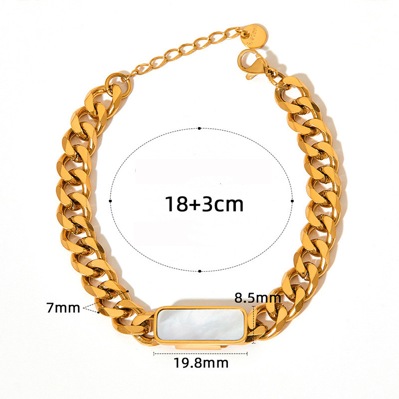 Mode Rectangle Acier Inoxydable Incruster Coquille Bracelets Collier display picture 6