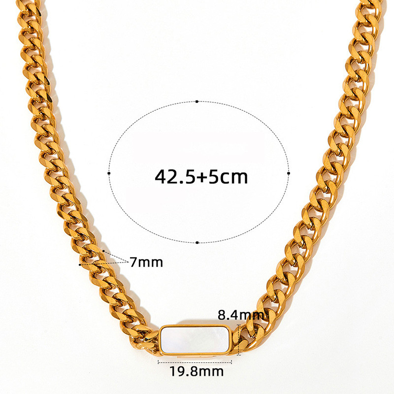 Mode Rectangle Acier Inoxydable Incruster Coquille Bracelets Collier display picture 7
