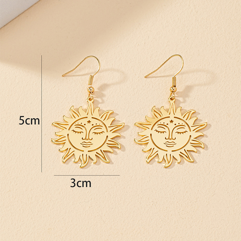 1 Pair Fashion Sun Alloy Hollow Out Women's Drop Earrings display picture 6