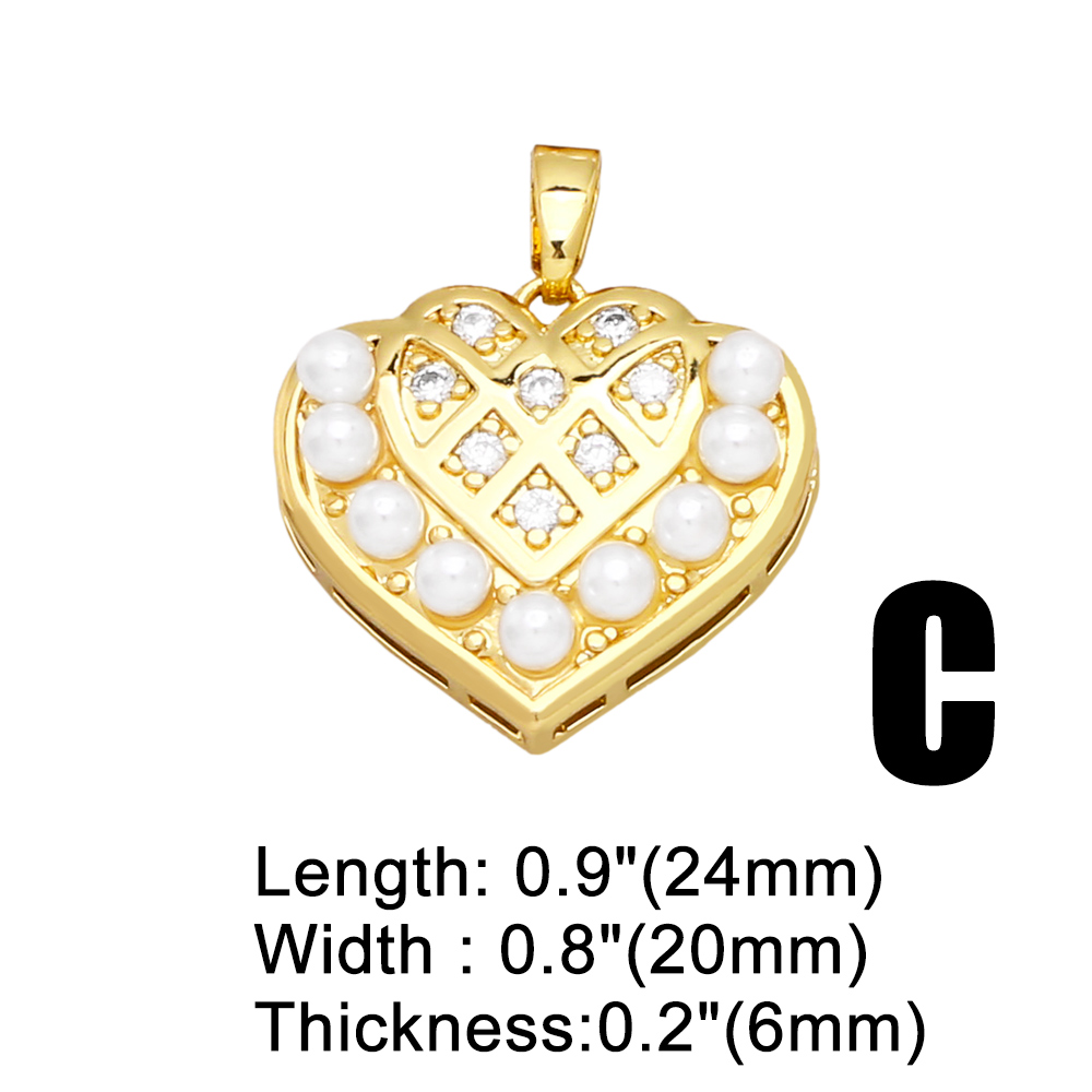 1 Piece Fashion Korean Style Heart Shape Copper Plating Inlay Pearl Zircon 18k Gold Plated Pendants Jewelry Accessories display picture 6