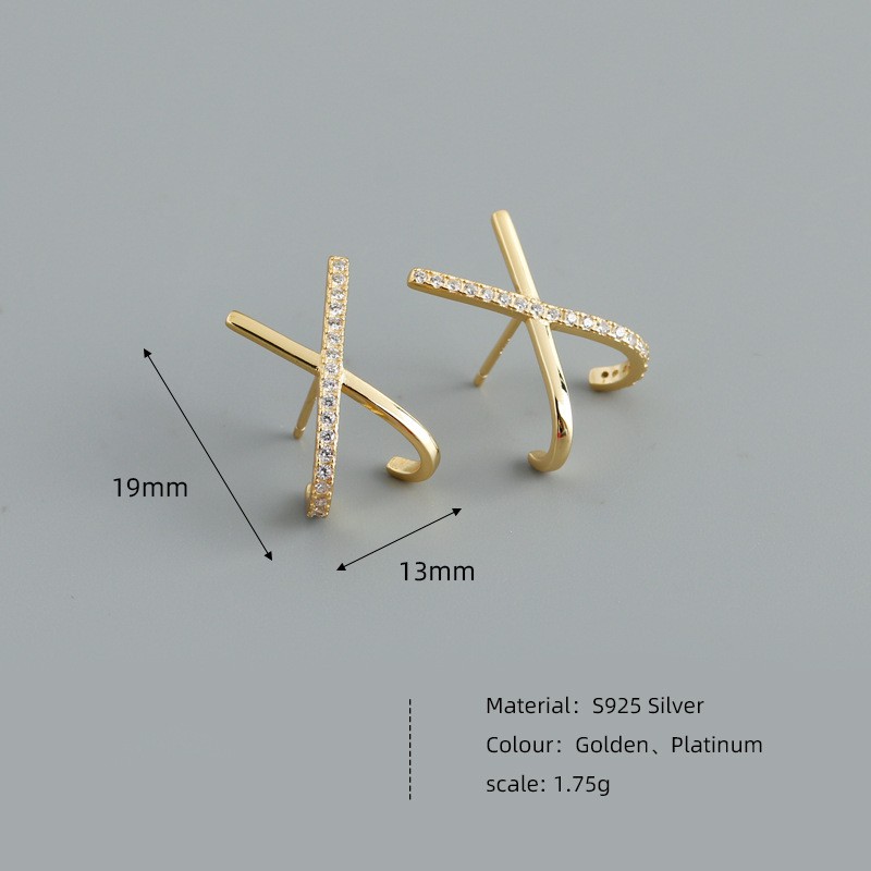1 Pair Fashion Letter Sterling Silver Inlay Zircon Ear Studs display picture 5