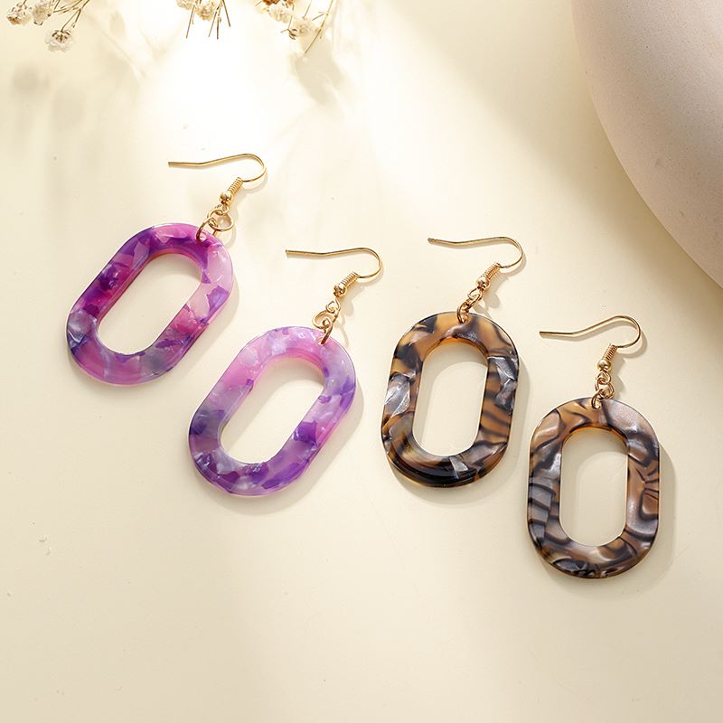 1 Pair Korean Style Oval Arylic Acetic Acid Sheets Women's Drop Earrings display picture 3