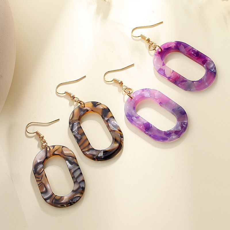 1 Pair Korean Style Oval Arylic Acetic Acid Sheets Women's Drop Earrings display picture 2
