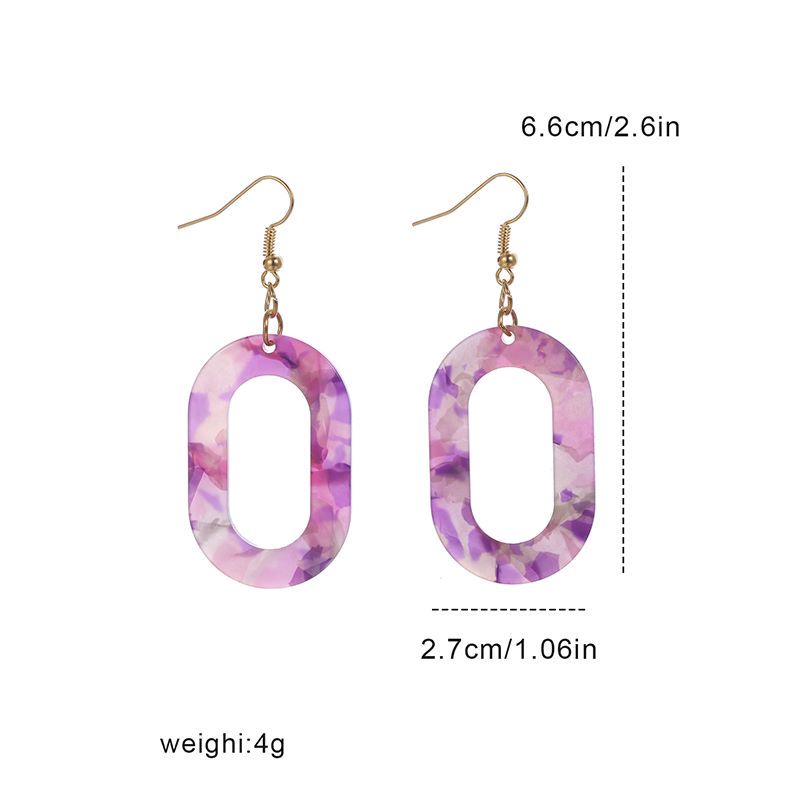 1 Pair Korean Style Oval Arylic Acetic Acid Sheets Women's Drop Earrings display picture 1
