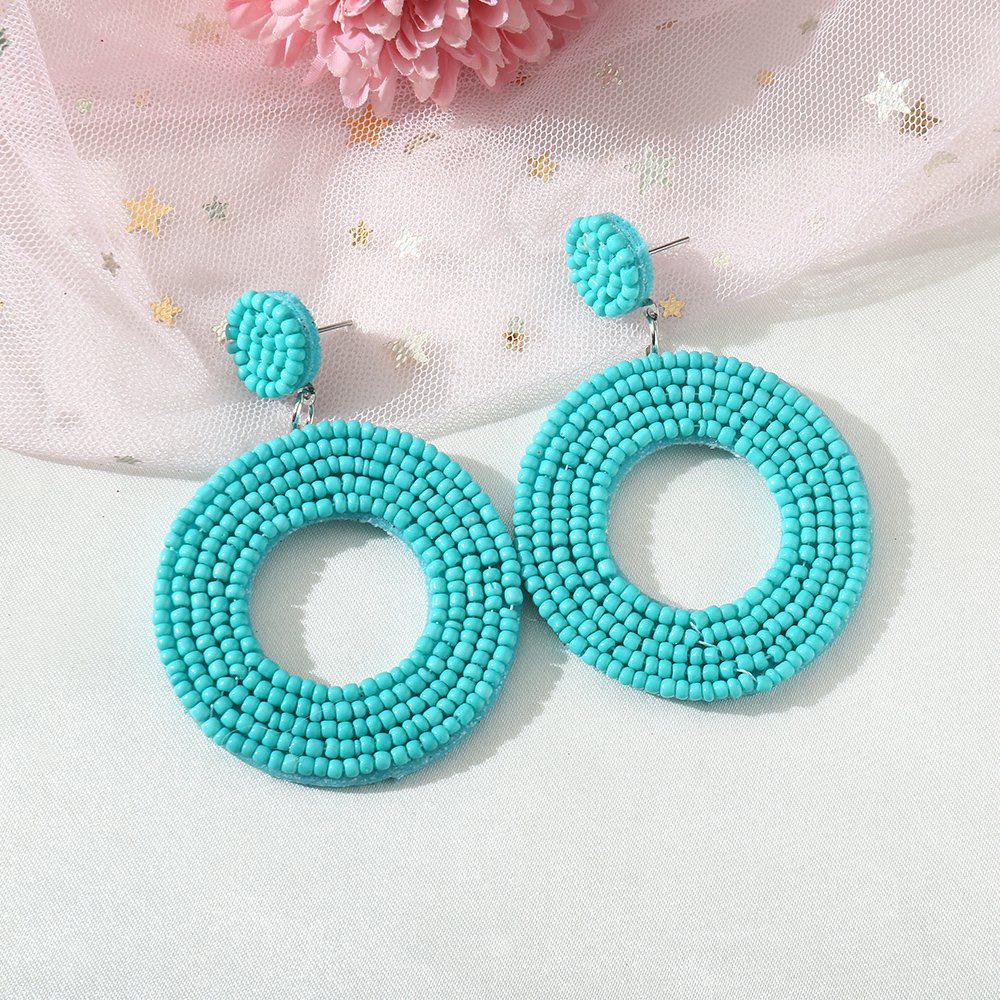1 Pair Vacation Circle Plastic Epoxy Beads Silver Plated Women's Drop Earrings display picture 5
