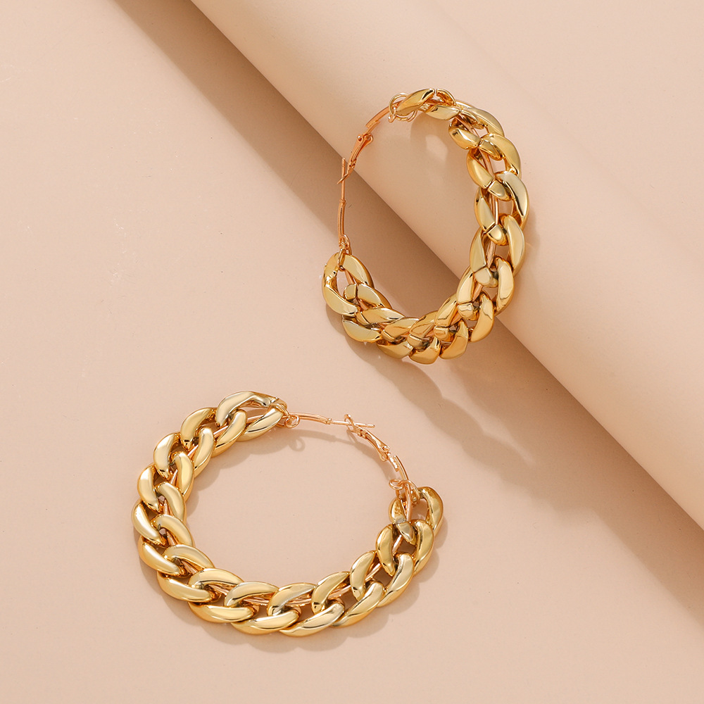 1 Pair Nordic Style Circle Alloy 14k Gold Plated Women's Hoop Earrings display picture 5
