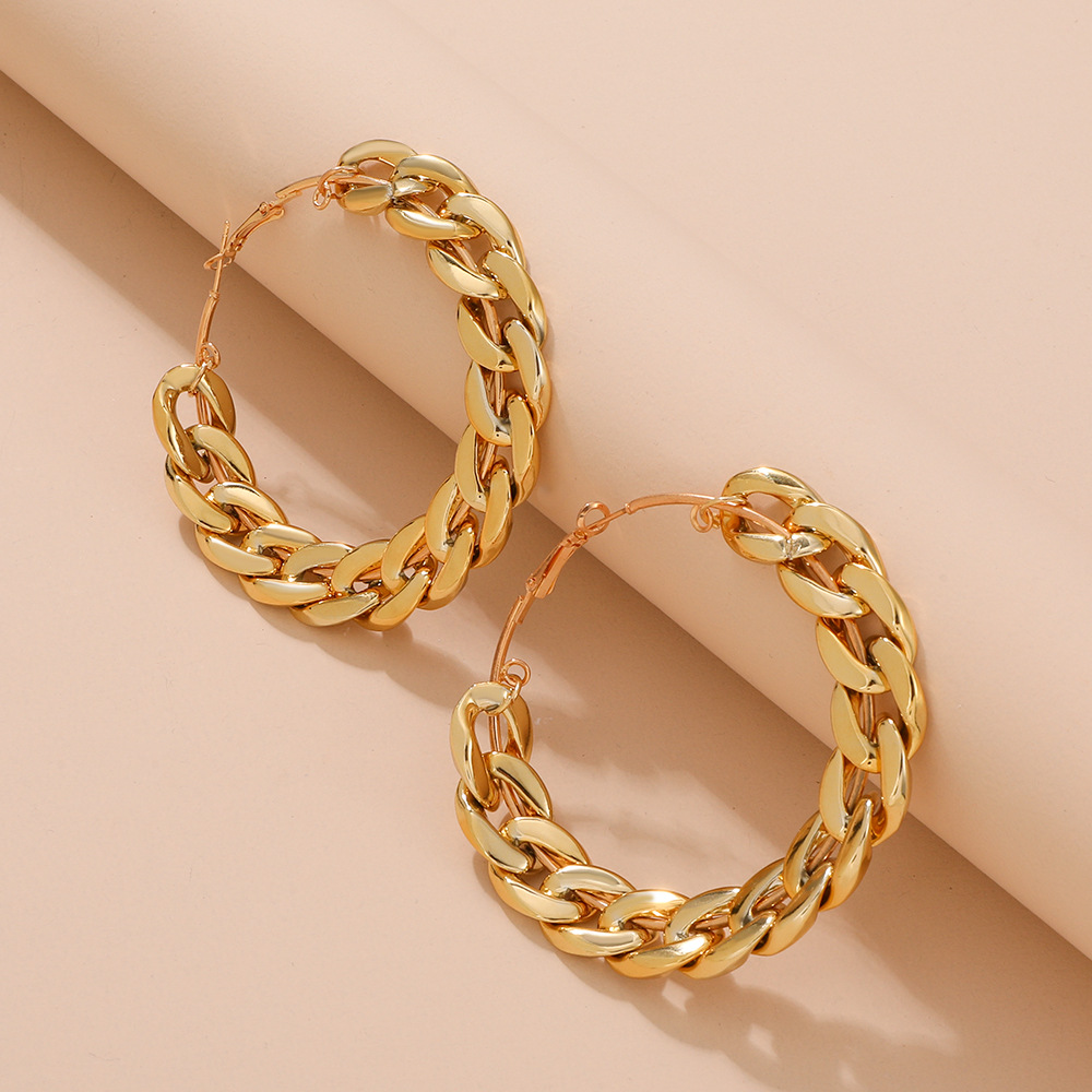 1 Pair Nordic Style Circle Alloy 14k Gold Plated Women's Hoop Earrings display picture 3