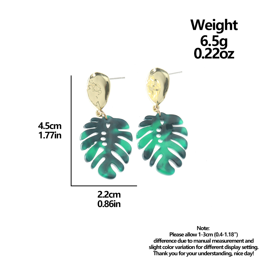 1 Pair Fashion Leaves Plastic Resin Gold Plated Women's Drop Earrings display picture 8