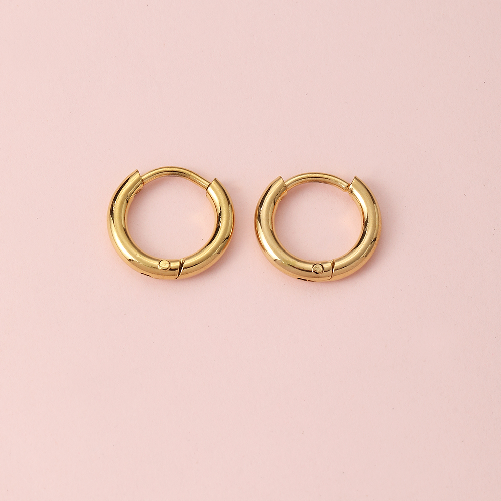 1 Pair Simple Style Circle Metal Gold Plated Women's Hoop Earrings display picture 8