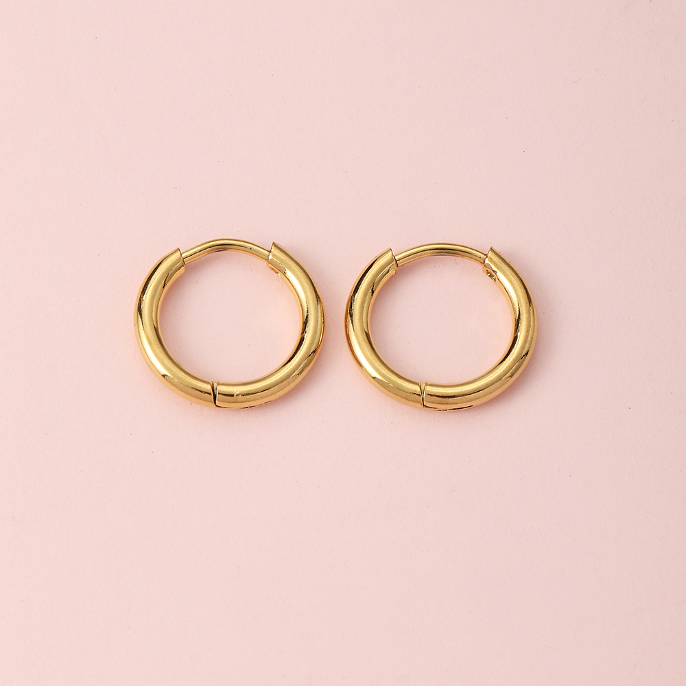 1 Pair Simple Style Circle Metal Gold Plated Women's Hoop Earrings display picture 3