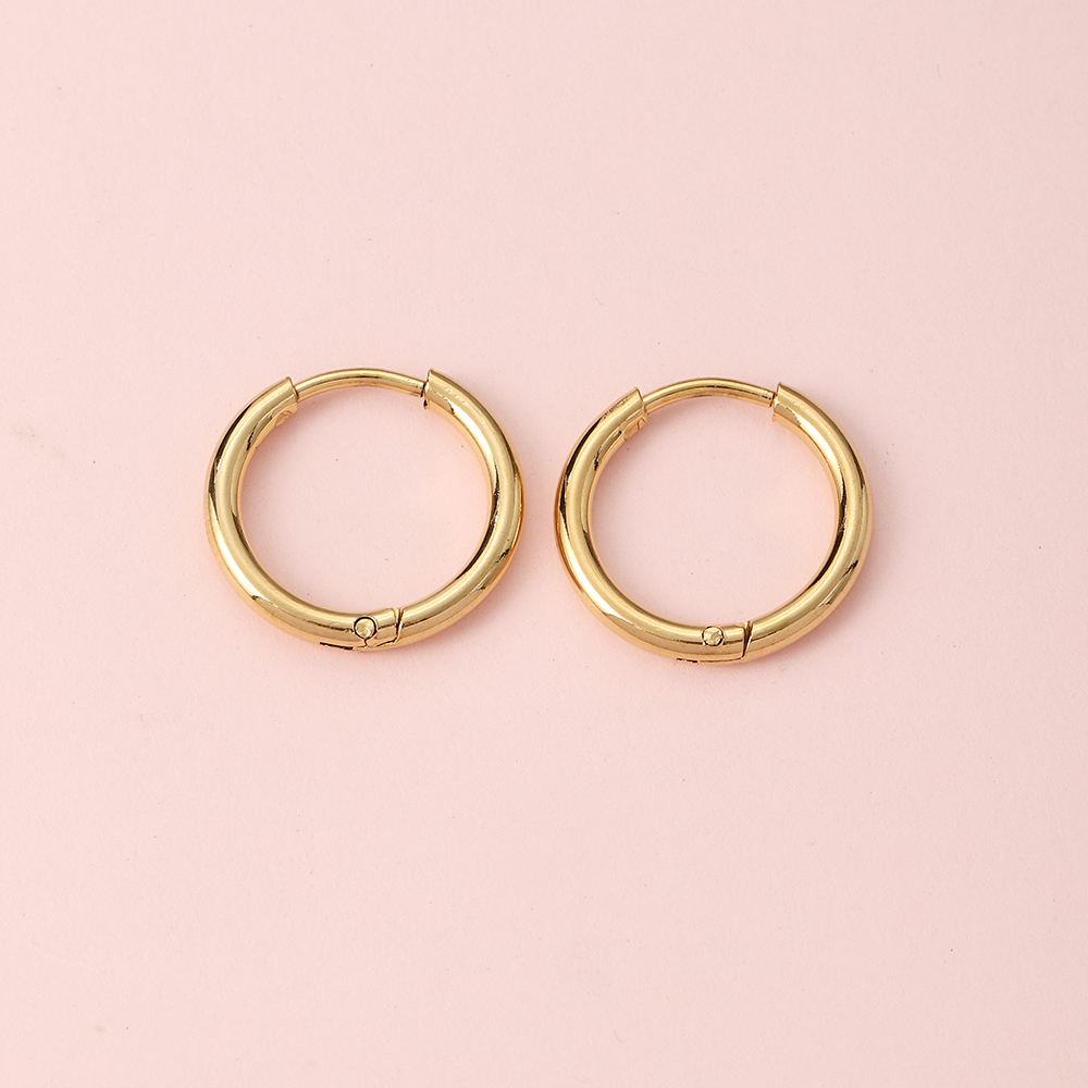 1 Pair Simple Style Circle Metal Gold Plated Women's Hoop Earrings display picture 5