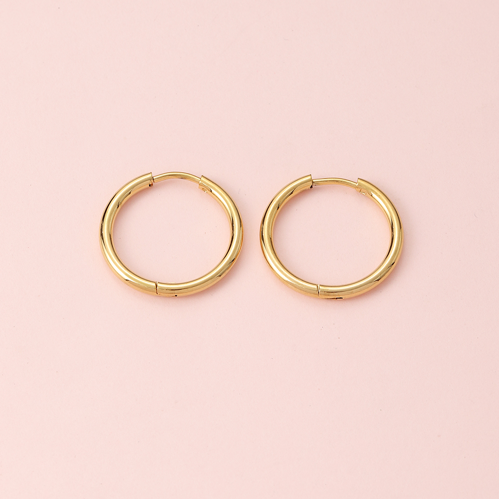 1 Pair Simple Style Circle Metal Gold Plated Women's Hoop Earrings display picture 4