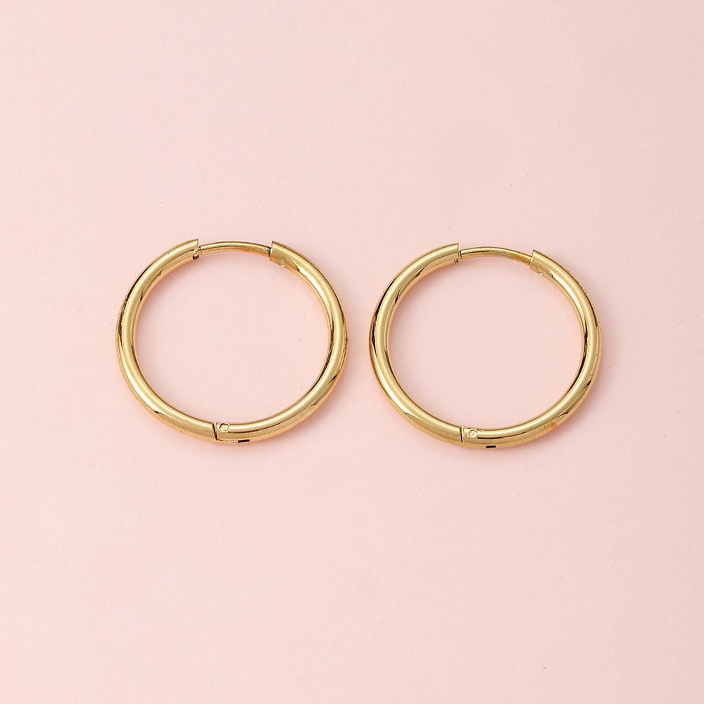 1 Pair Simple Style Circle Metal Gold Plated Women's Hoop Earrings display picture 7