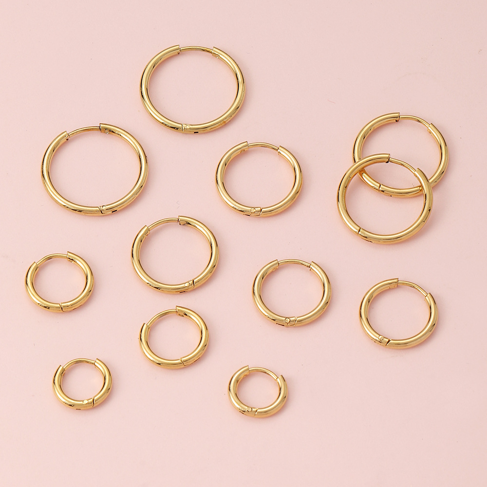 1 Pair Simple Style Circle Metal Gold Plated Women's Hoop Earrings display picture 2
