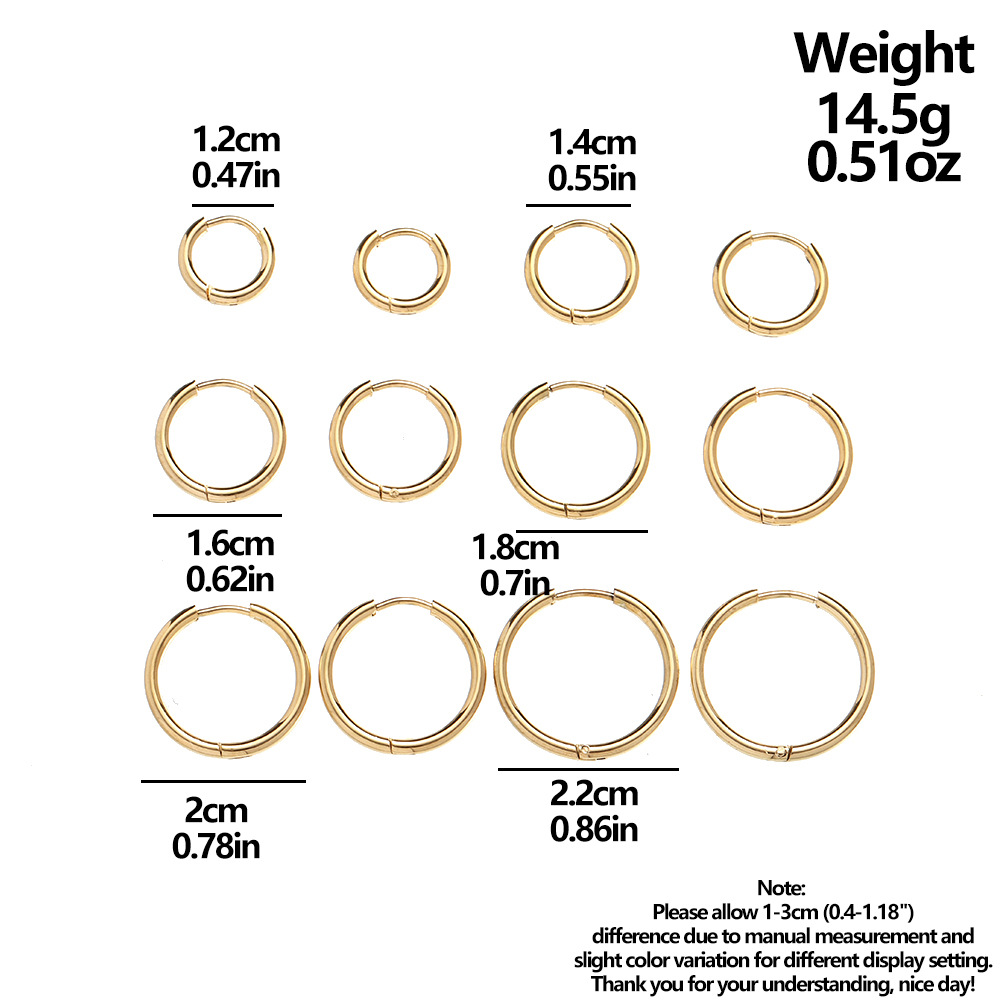 1 Pair Simple Style Circle Metal Gold Plated Women's Hoop Earrings display picture 9