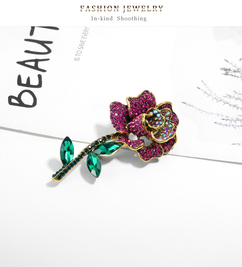 Fashion Rose Alloy Inlay Rhinestones Women's Brooches display picture 6