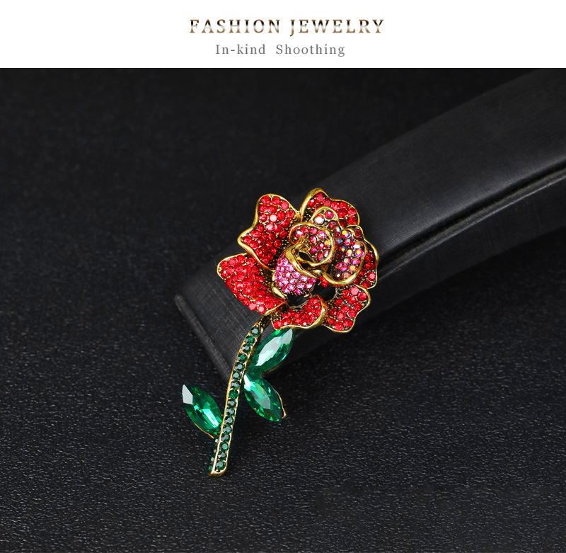 Fashion Rose Alloy Inlay Rhinestones Women's Brooches display picture 8