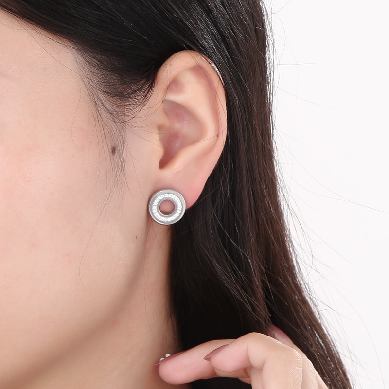 1 Pair Fashion Round Stainless Steel Rhinestone Ear Studs display picture 11