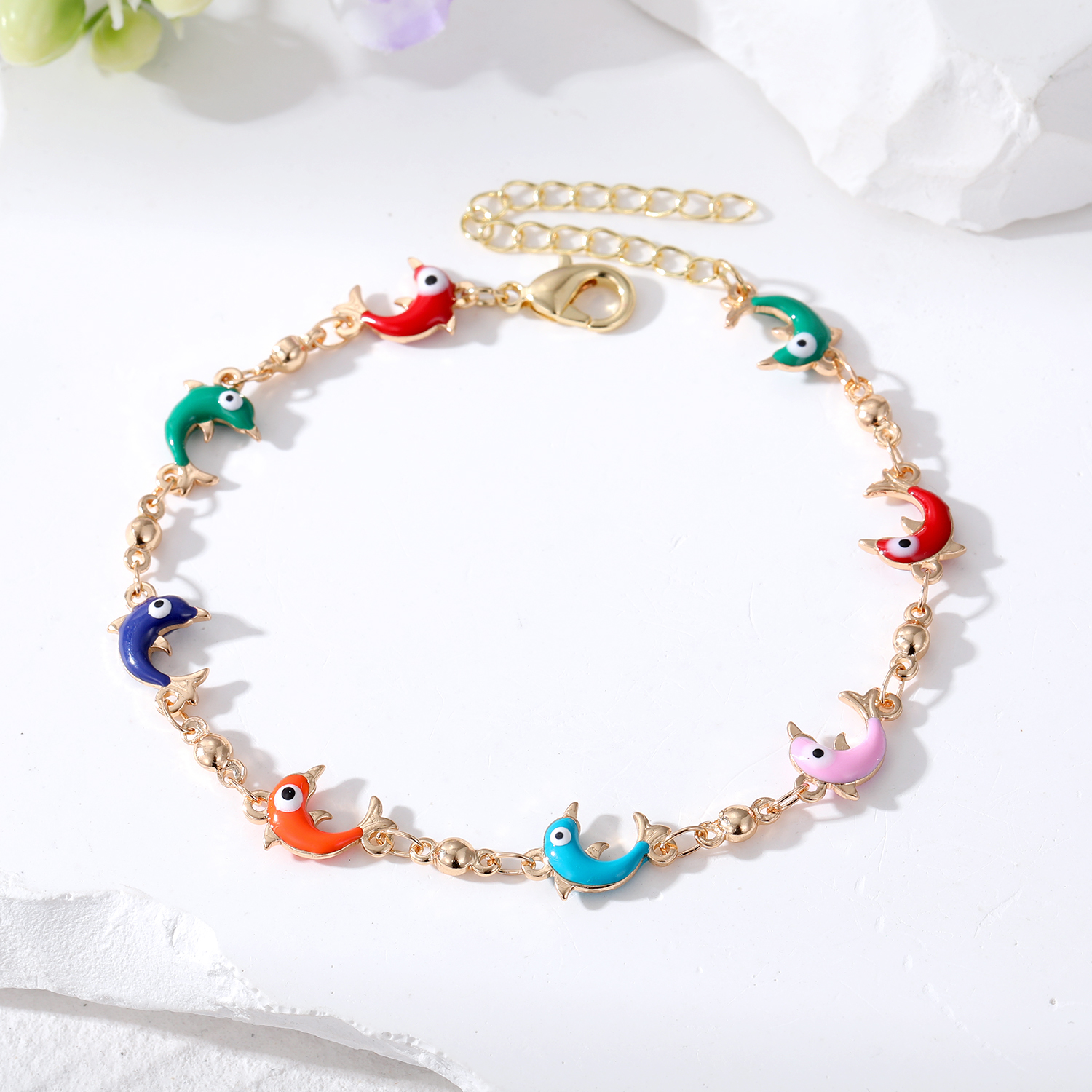 1 Piece Fashion Devil's Eye Dolphin Flower Alloy Enamel Artificial Pearls Women's Bracelets display picture 4