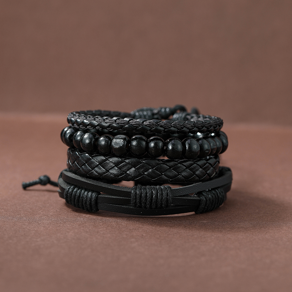 Hip-hop Twist Beaded Pu Leather Men's Bracelets display picture 9