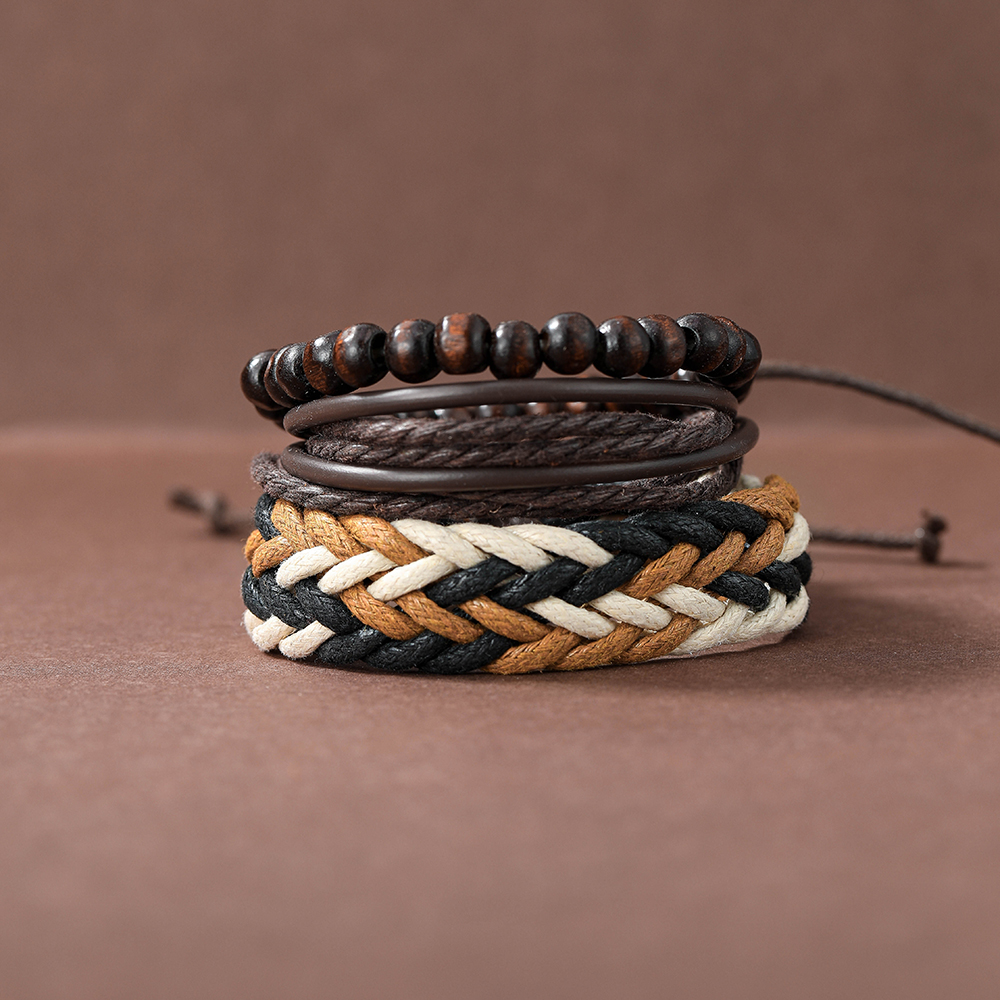 Fashion Round Beaded Pu Leather Men's Bracelets display picture 9