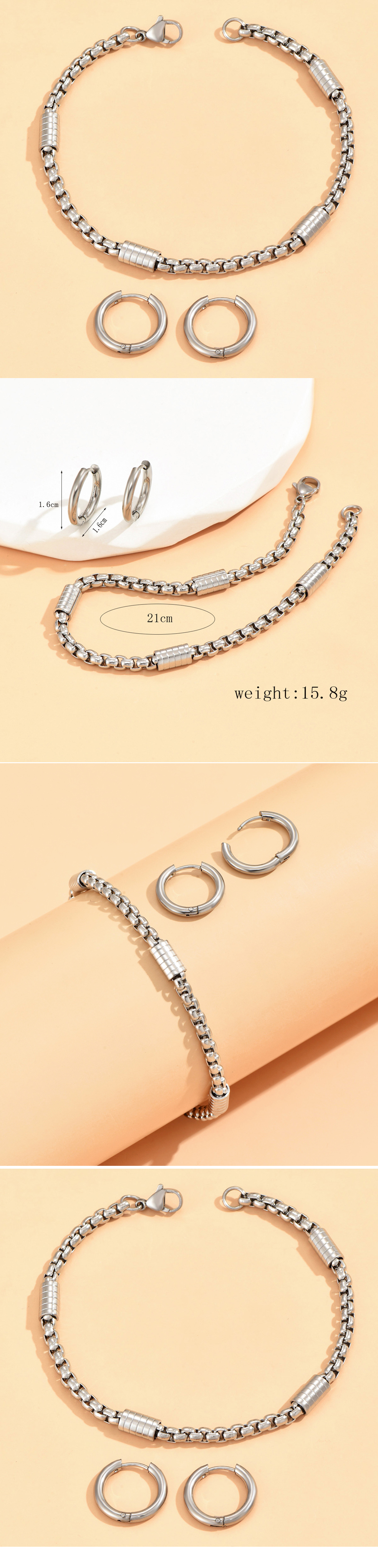 Mode Einfacher Stil Geometrisch Rostfreier Stahl Überzug Armbänder Ohrringe 2-teiliges Set display picture 1