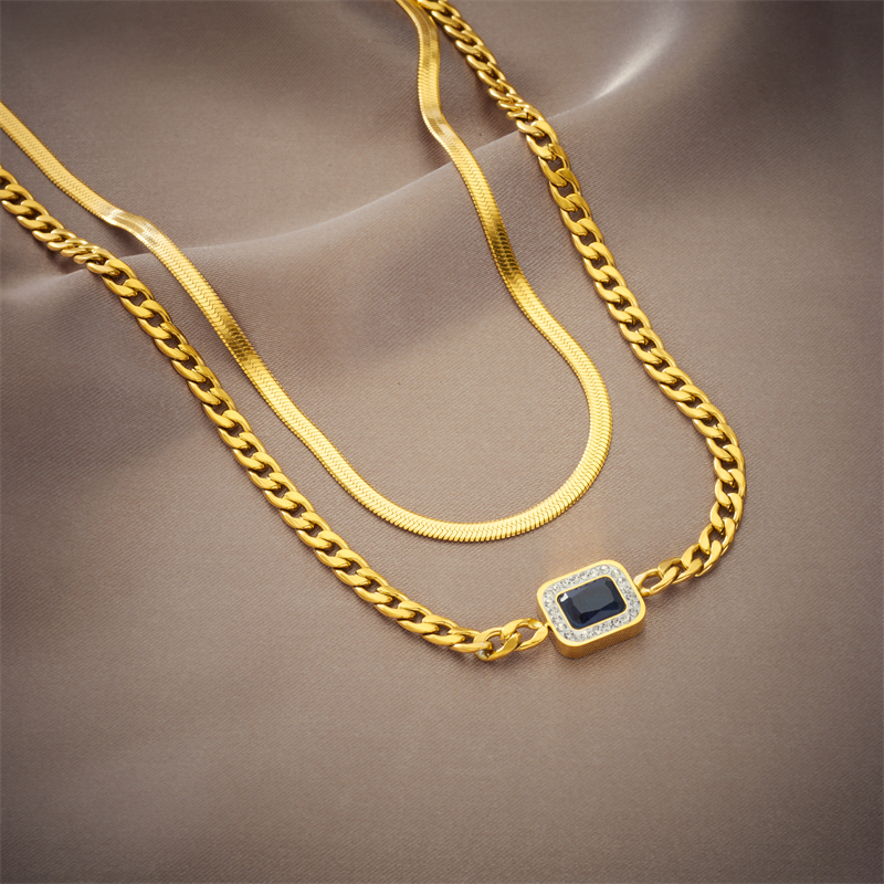 Fashion Punk Korean Style Geometric Titanium Steel Layered Metal Layered Necklaces 1 Piece display picture 5