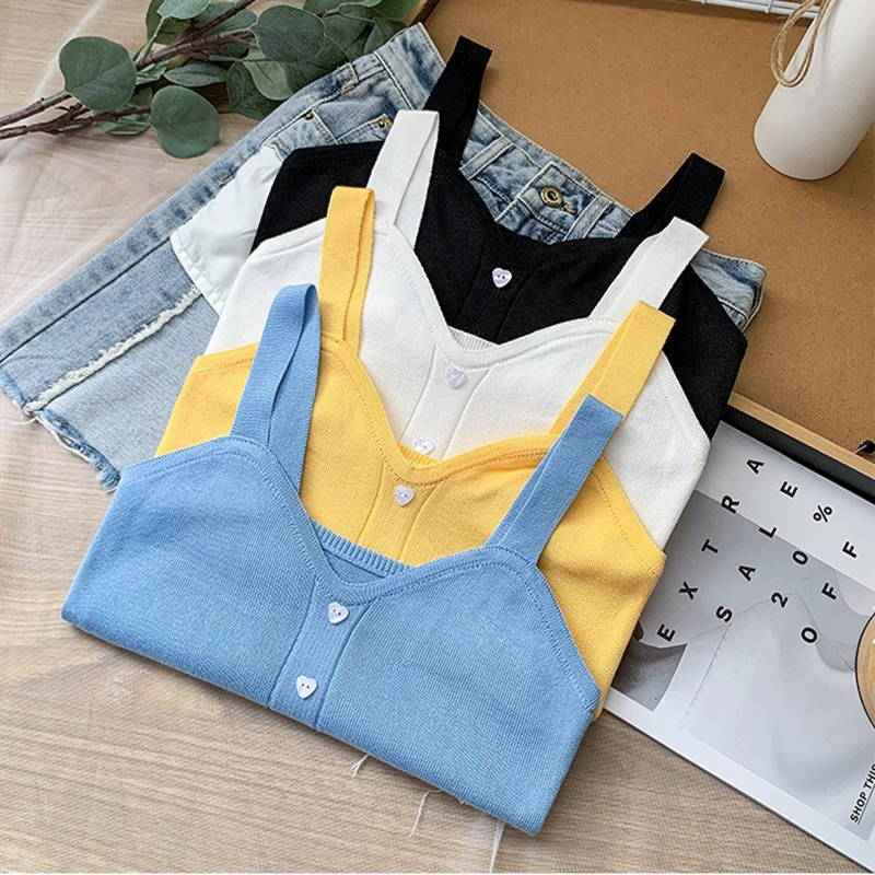 Women's Wrap Crop Top Tank Tops Button Sexy Solid Color display picture 2