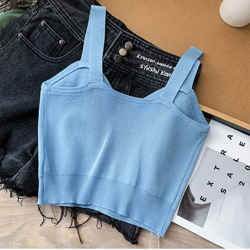 Women's Wrap Crop Top Tank Tops Button Sexy Solid Color display picture 7