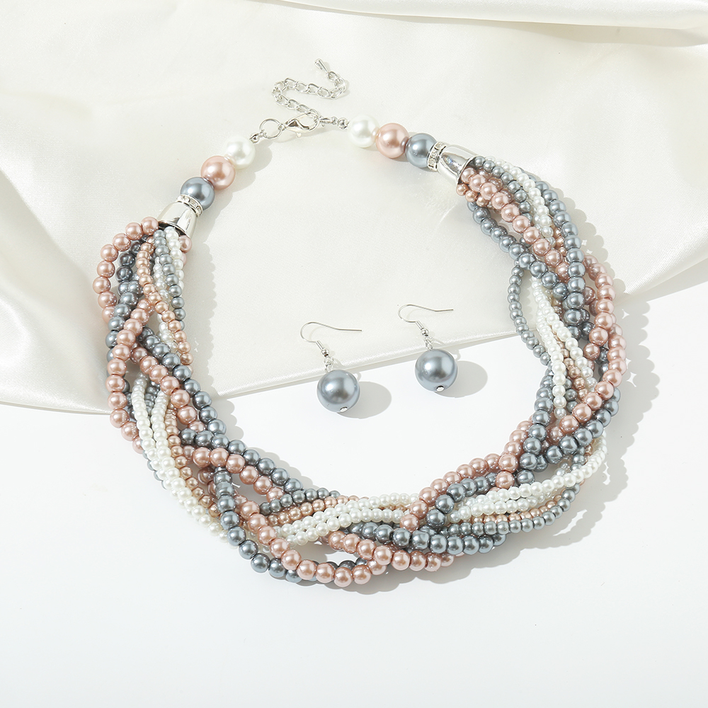 1 Set Fashion Simple Style Commute Round Pearl Plating Silver Plated Women's Choker display picture 4