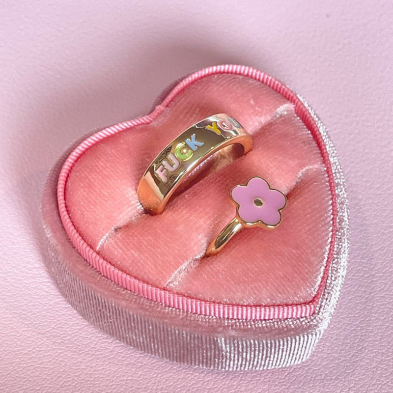 Cute Letter Flower Mushroom Copper Gold Plated Rings In Bulk display picture 5