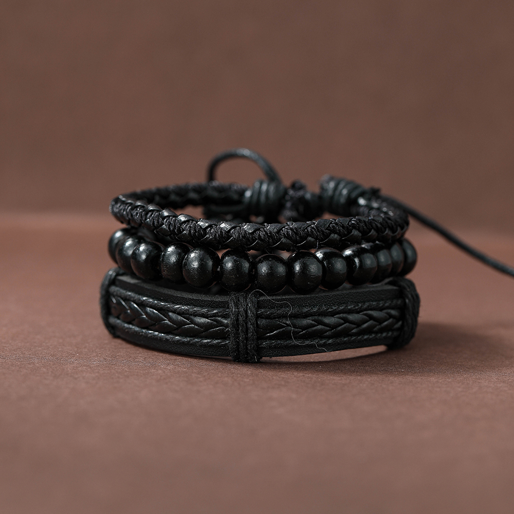 Fashion Beaded Pu Leather Handmade Men's Bracelets display picture 7
