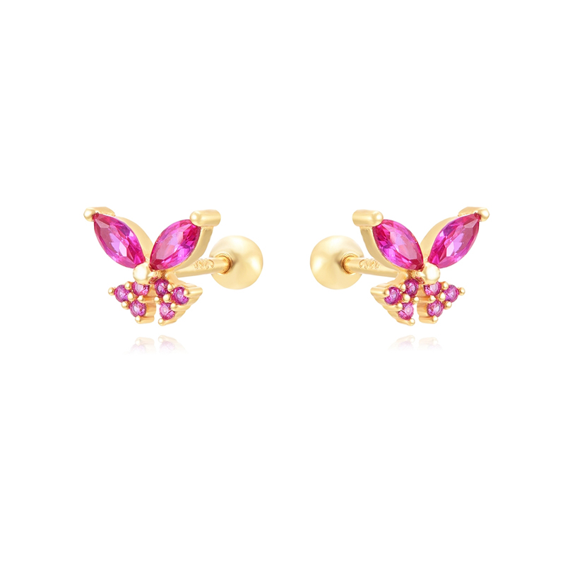 1 Paar Ins-stil Mode Herzform Schmetterling Überzug Inlay Kupfer Zirkon Vergoldet Ohrringe display picture 13