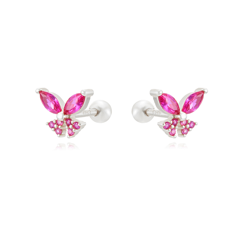 1 Pair Cute Simple Style Butterfly Plating Inlay Copper Zircon White Gold Plated Gold Plated Ear Studs display picture 7