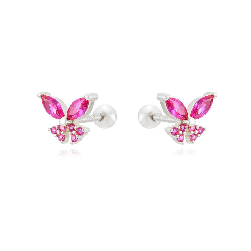 1 Paire Mignon Style Simple Papillon Placage Incruster Le Cuivre Zircon Or Blanc Plaqué Plaqué Or Boucles D'oreilles display picture 7