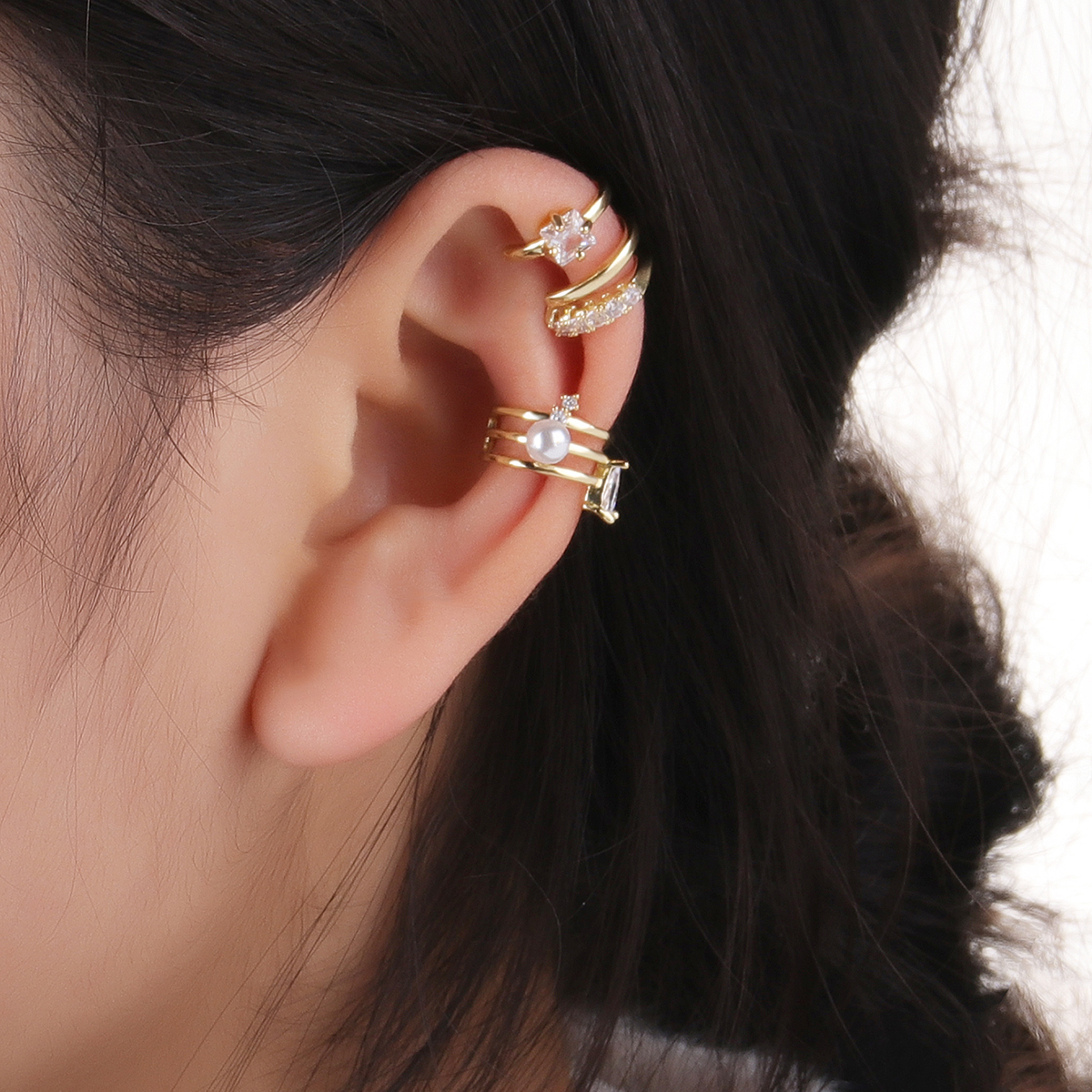 1 Piece Fashion C Shape Plating Inlay Copper Pearl Zircon Gold Plated Silver Plated Ear Clips display picture 5